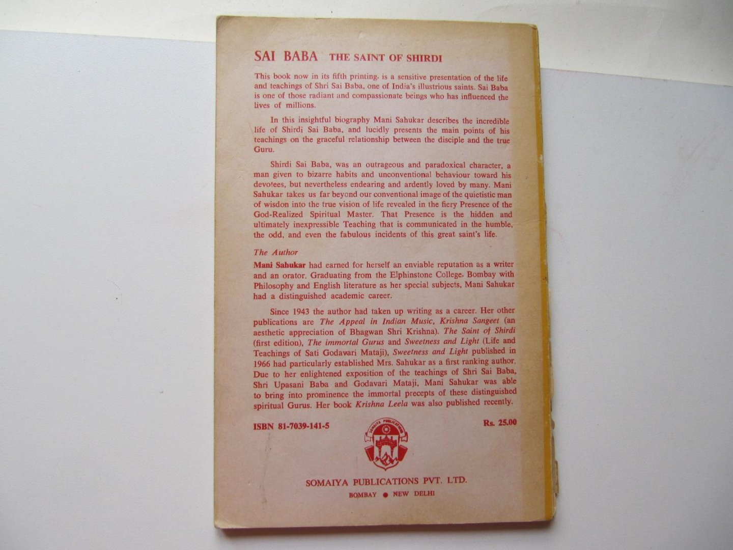 Mani Sahukar - Sai Baba -The Saint of Shirdi