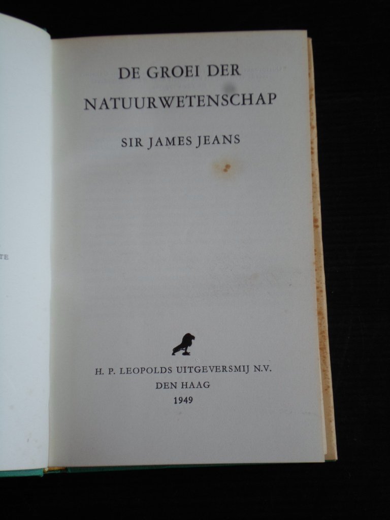 Jeans, Sir James - De Groei der Natuurwetenschap