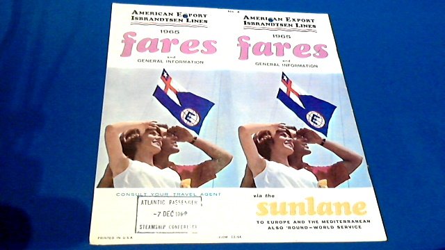 American Export Isbrandtsen Lines - 1965 Fares and general information