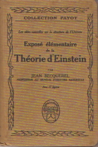 Becquerel, Jean - Exposé élémentaire de la Théorie d`Einstein