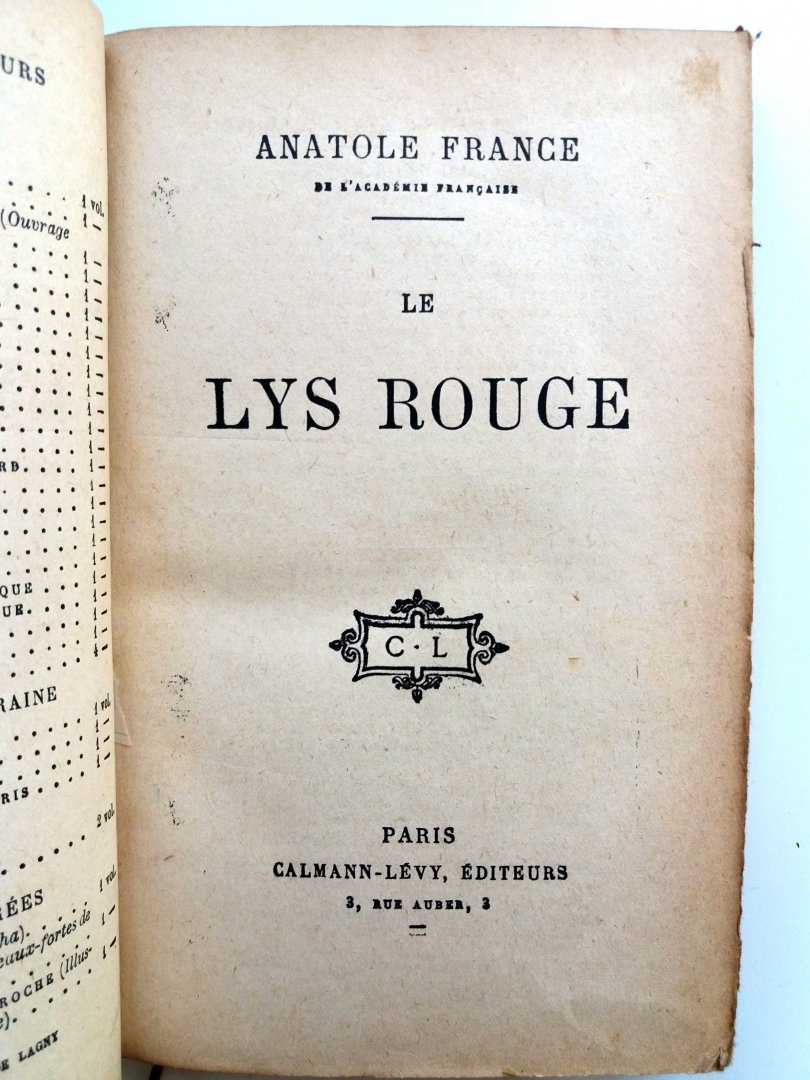 France, Anatole - Le lys rouge (FRANSTALIG)