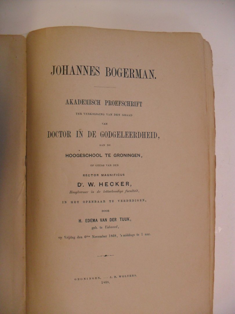Edema van der Tuk H. - Johannes Bogerman