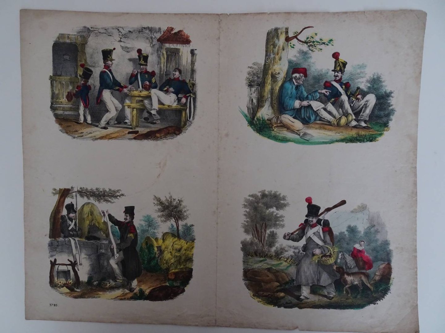 N.n.. - No. 83, (Zonder titel). 4 Soldatentaferelen.