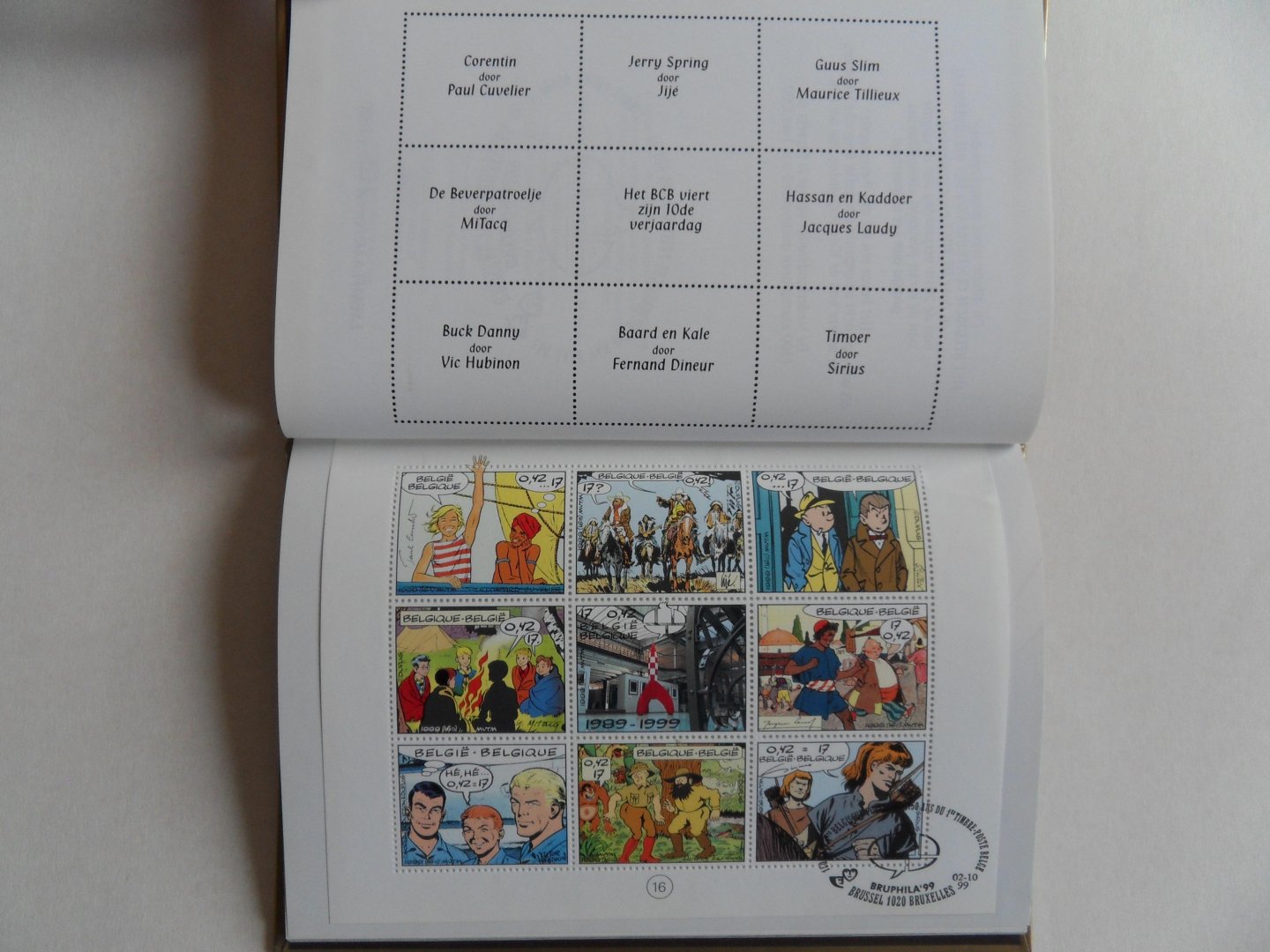 Auquier, Jean (tekst). - Hommage. - 9 zegels voor de 9de kunst. - 10de verjaardag van het Belgisch Centrum van het Beeldverhaal. [ Genummerd exemplaar 1133 / 1200 ].