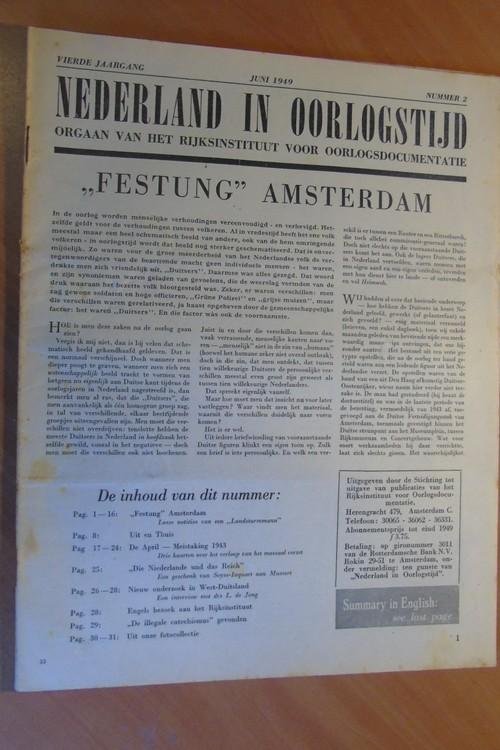 Rijksinstituut voor Oorlogsdocumentatie - Nederland in Oorlogstijd. Orgaan van het Rijksinstituut voor Oorlogsdocumentatie. 4e jaargang nummer 2. juni 1949