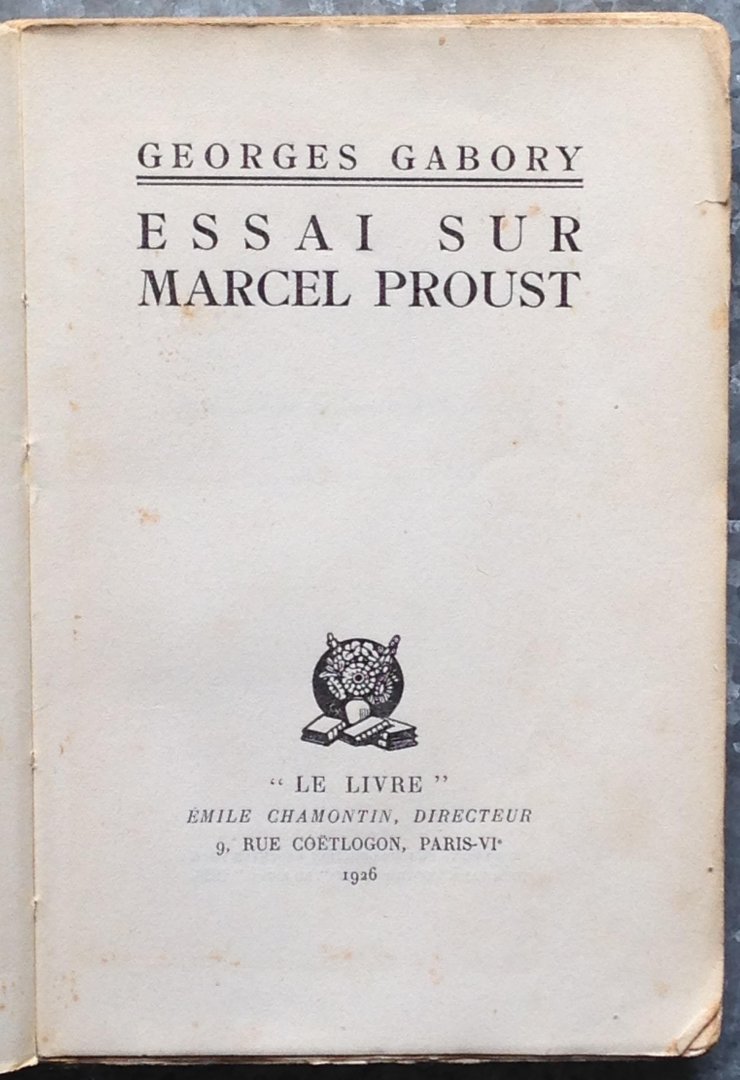 Gabory, Georges - Essai sur Marcel Proust
