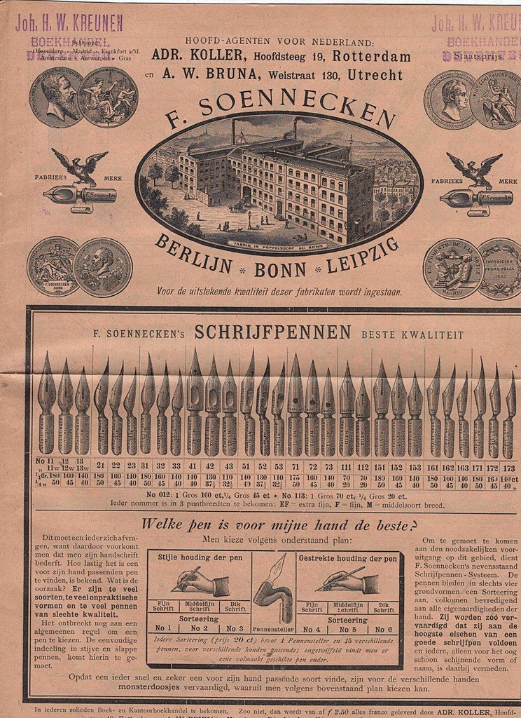  - F. Soennecken schrijfpennen en kantoorartikelen.