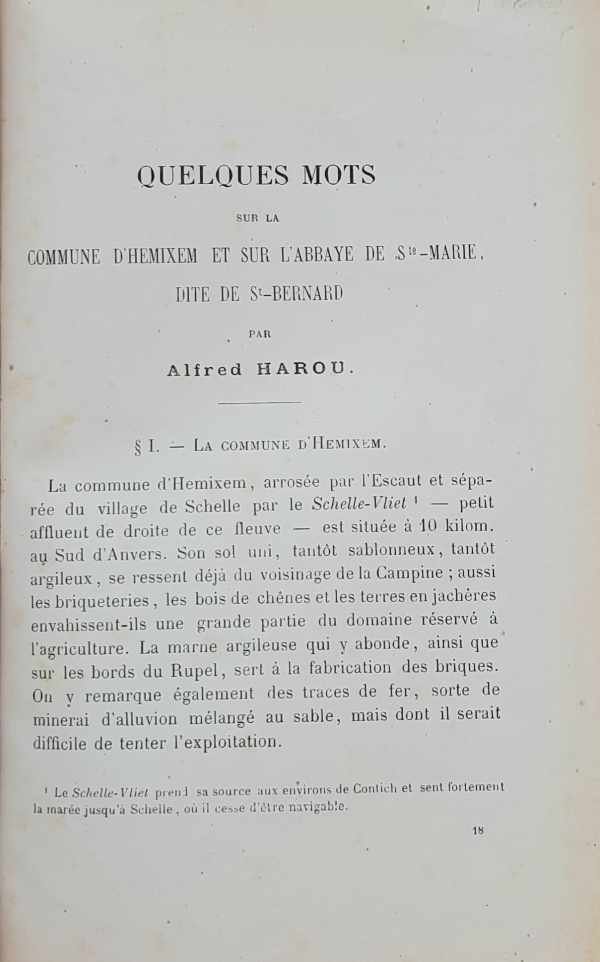 HARROU Alfred - Quelque mots sur la commune d'Hemixem et sur l'abbaye de St-Marie dite de St-Bernard