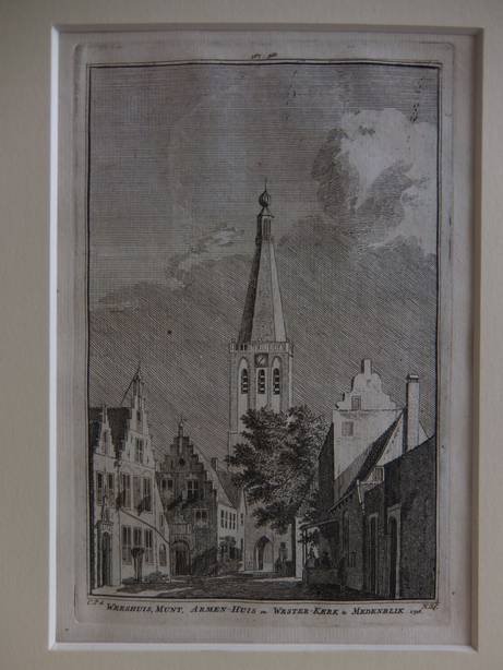 Medemblik. - Weeshuis, Munt, Armen-Huis en Wester-Kerk te Medenblik, 1726.