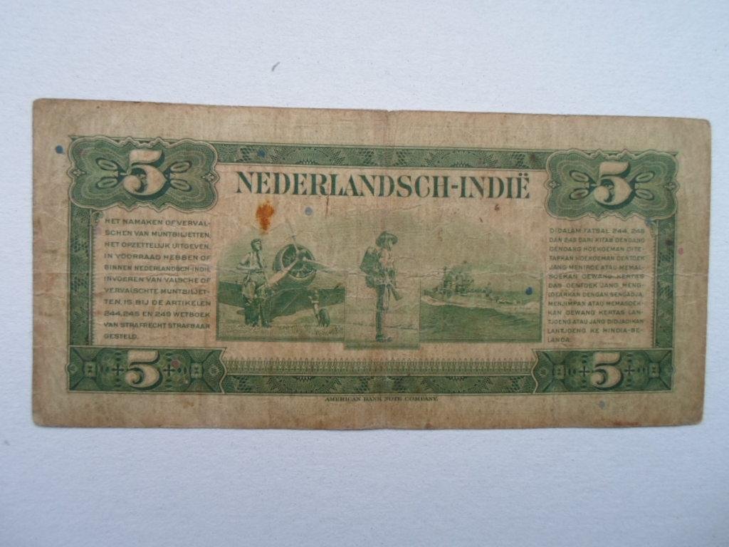  - Bankbiljet 5 gulden Nederlandsch-Indie