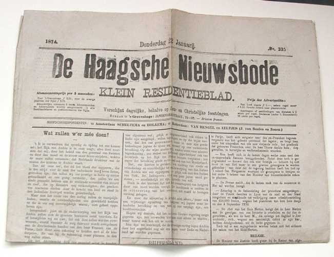 Haagsche - De Haagsche Nieuwsbode : klein residentieblad. Donderdag 22 januarij 1874. No. 335.