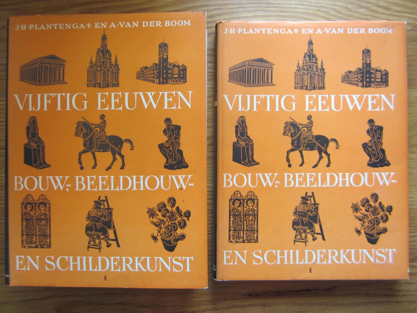 Plantenga, J.H. en Boom, A. van der - Vijftig eeuwen Bouw-, Beeldhouw- en Schilderskunst in 2 banden