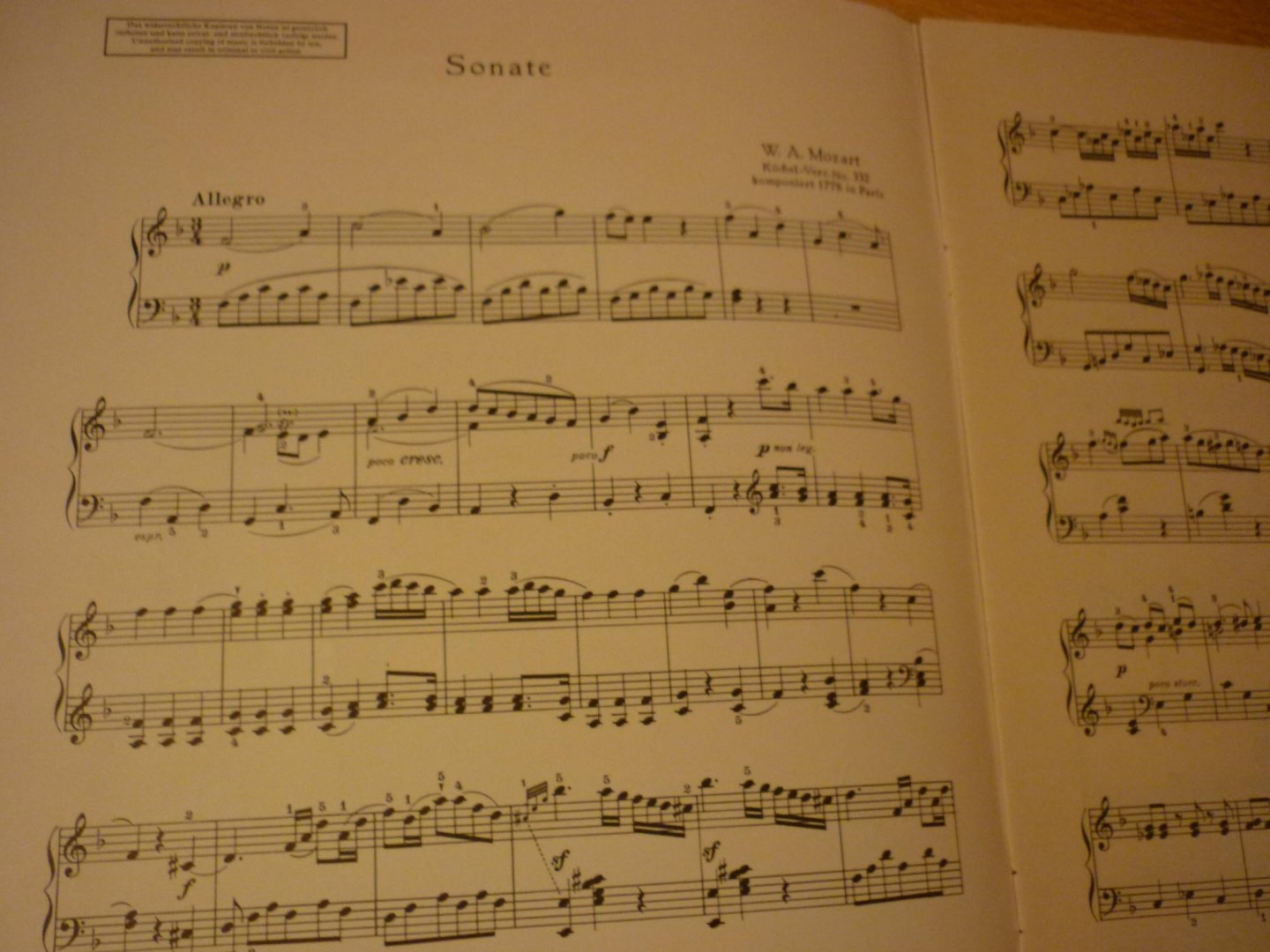 Mozart. W.A. (1756 – 1791) - Sonate F-dur; KV 332 (herausgegeben von Walter Georgii); Piano
