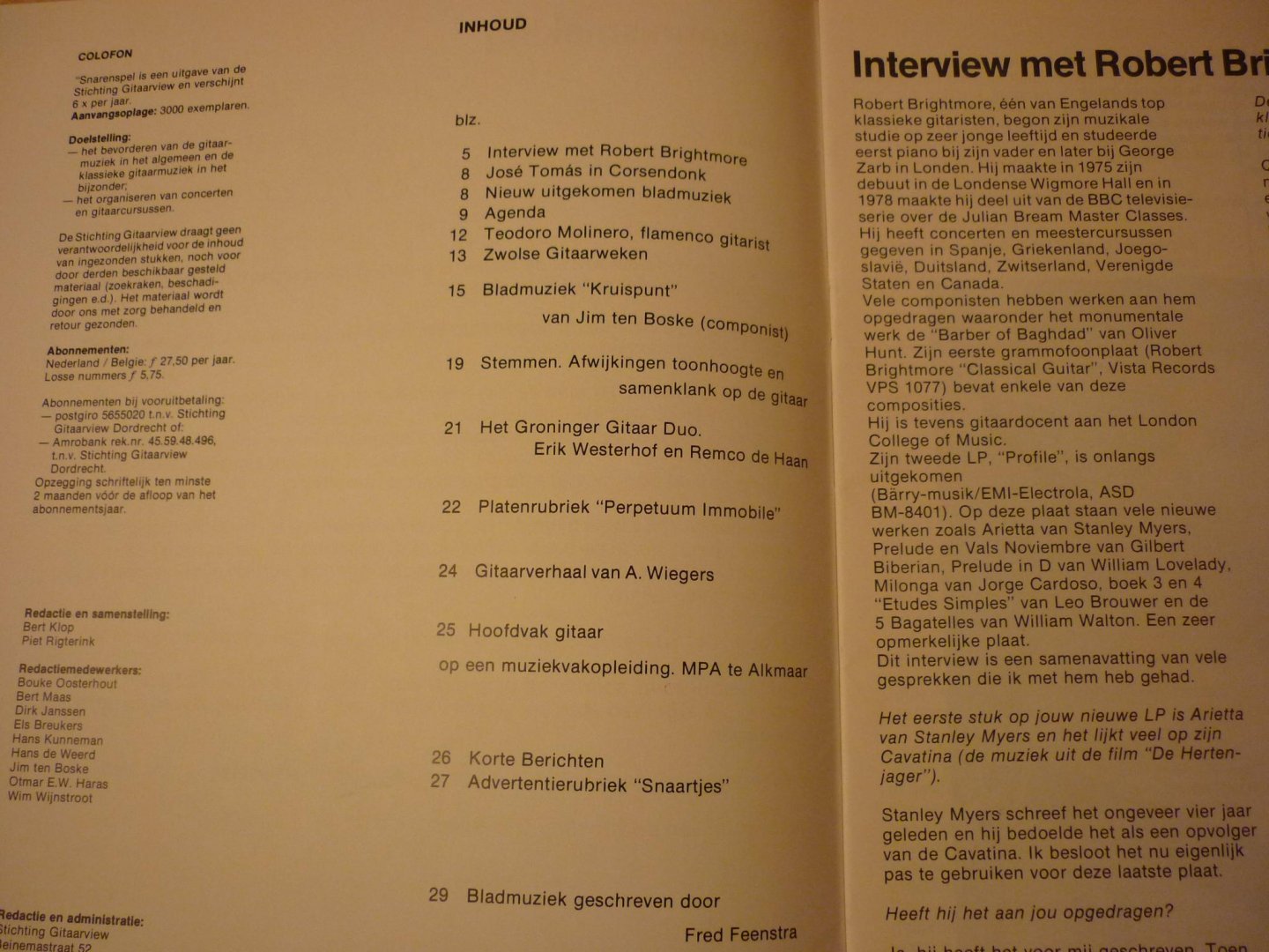  - Snarenspel; 1ste Jaargang; No. 1; 1984