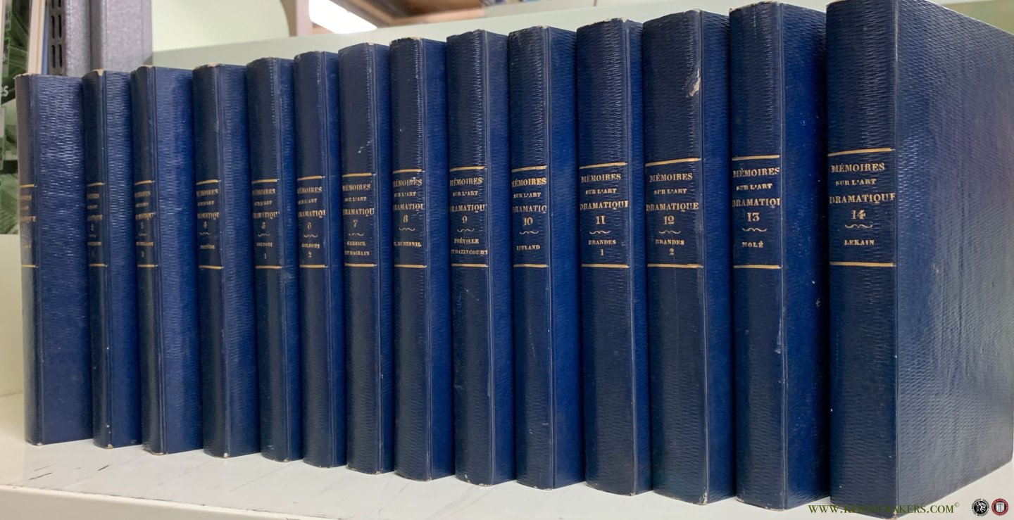 Andrieux / Barriere / Felix Bodin / Despres / Merle / Moreau / etc. - Collection des mémoires sur l'art dramatique [ 14 volumes ] Mémoires de Mlle Clairon / de Mistriss Bellamy / sur Molière et sur Mme Guérin, sa veuve / de Goldoni / sur Garrick et sur Macklin / de Mlle Dumesnil / de Préville, et de Dazincourt ...
