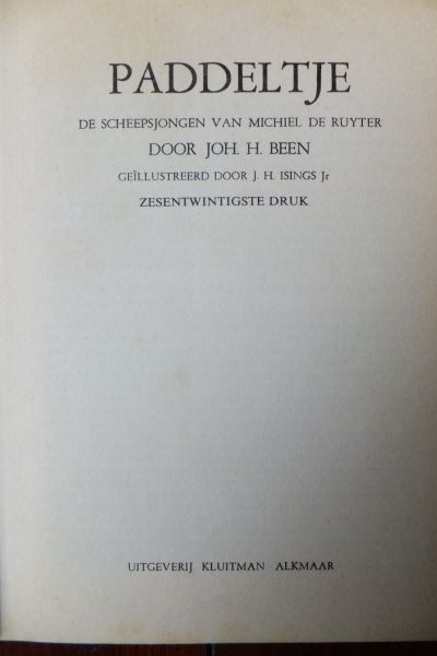 Been, Joh. H. = Hendrik Eben - PADDELTJE DE SCHEEPSJONGEN VAN MICHIEL DE RUYTER