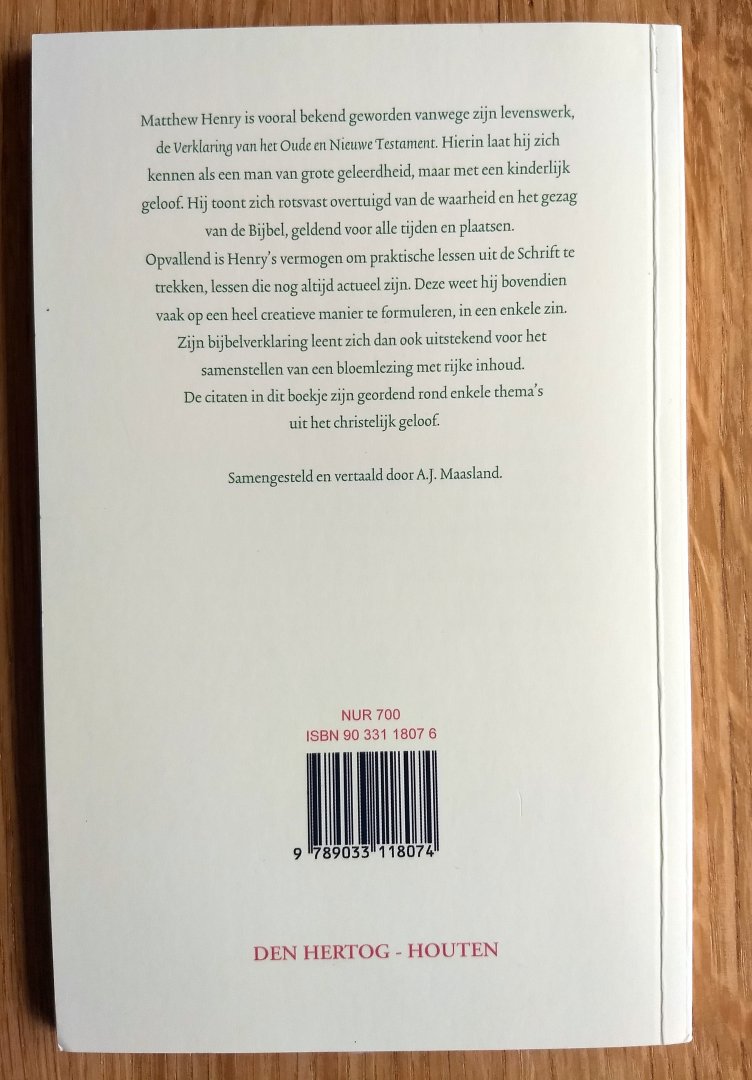 Matthew Henry - WOORDEN VAN MATTHEW HENRY - thema's uit het christelijk geloof