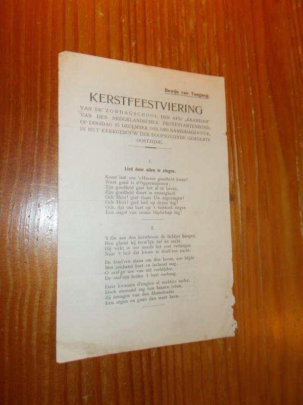(zaanstreek). - Kerstfeestviering van de Zondagsschool de afd. Zaandam van den Nederlandschen protestenbond op dinsdag 25 december 1923 (..).
