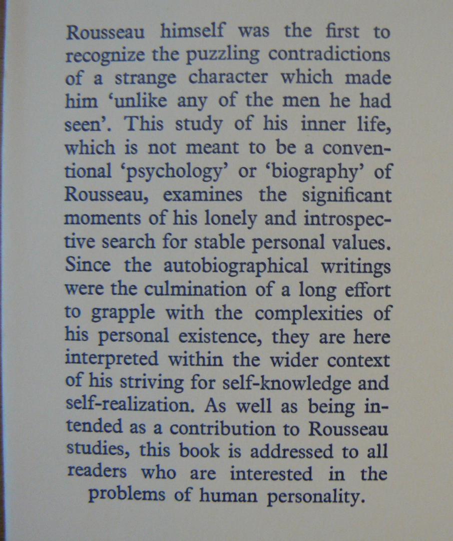 Grimsley, Ronald - Jean-Jaques Rousseau / A study in self-awareness