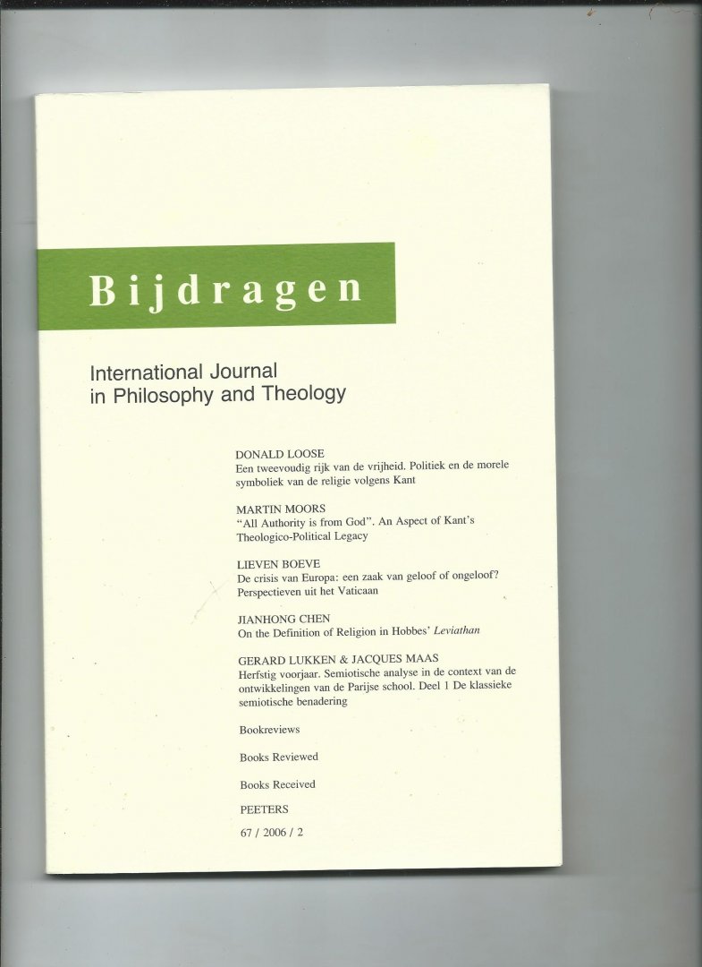  - Bijdragen. International Journal in Philosophy and Theology. 2006, 2.