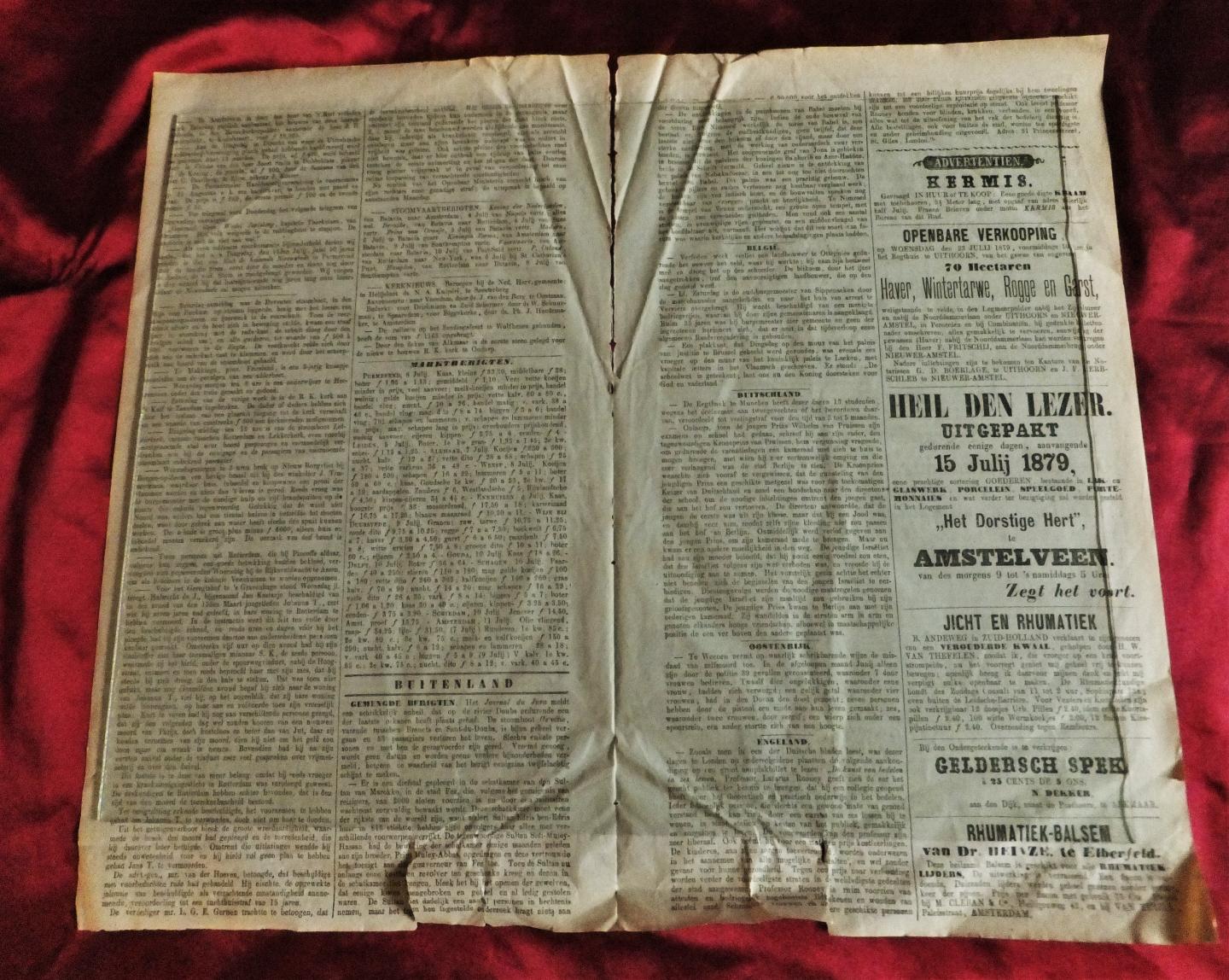  - Pamphlet/Newspaper: De reizende Nieuwsbode, no 28 Maandag 14 Julij 1879