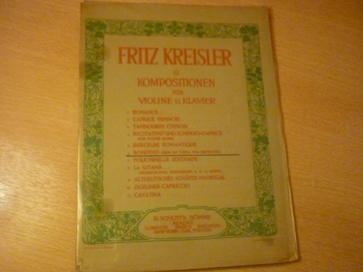Kreisler; Fritz - Rondino; uber ein thema von Beethoven