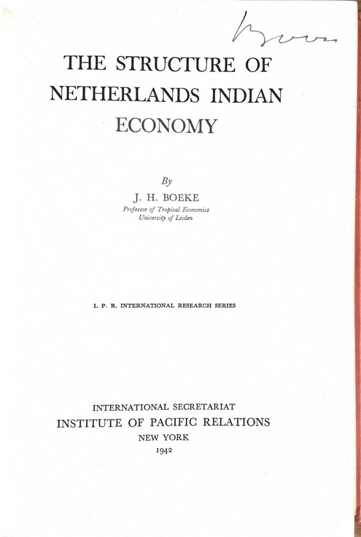 J.H. Boeke - The structure of the Netherlands Indian economy
