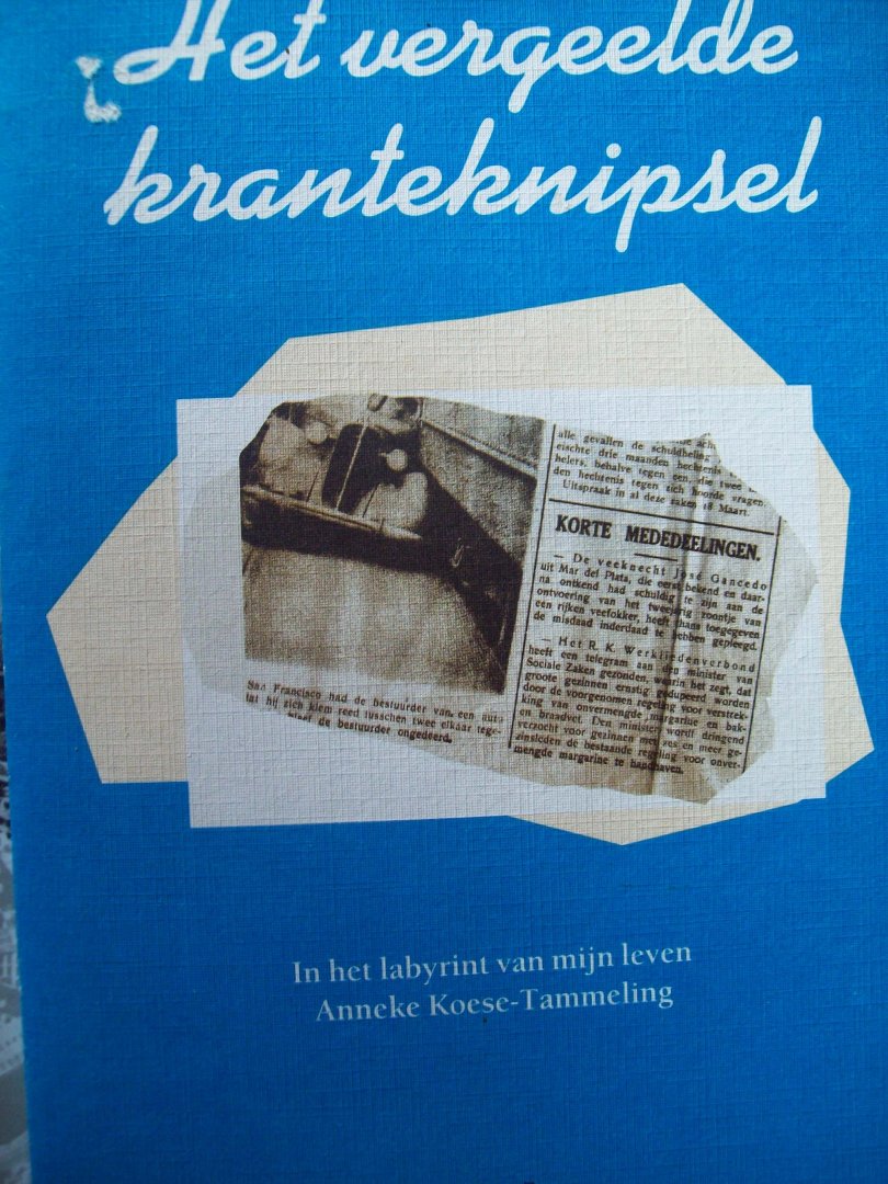 Anneke Koese-Tammeling - "Het Vergeelde Kranteknipsel"  In het labyrint van mijn leven.