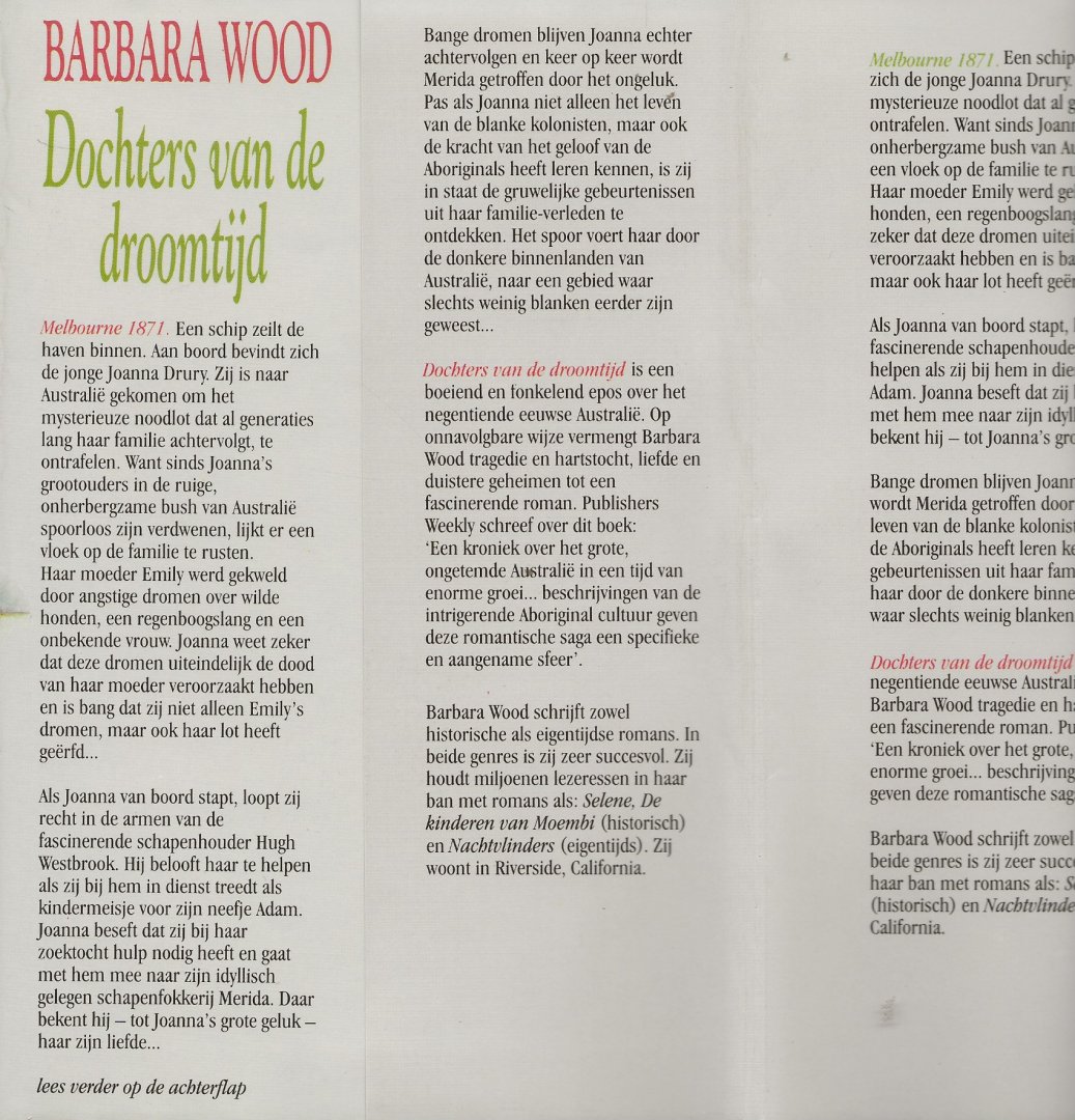 Wood Babara  Vertaling J.A. Westerweel-Ybema  Omslagontwerp Julie Bergen Omslagillustratie Oliviero Berni - Dochters van de Droomtijd