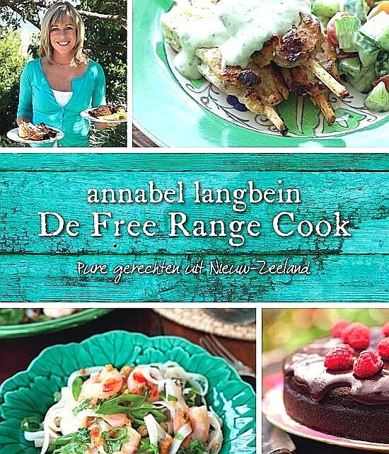 Langbein , Annabel . [ ISBN 9789000321186 ] 1718 - De Free Range Cook . ( Pure gerechten uit Nieuw-Zeeland . )  Koken met pure ingrediënten, eenvoudige maar heerlijke recepten, en mensen samen aan het koken en eten krijgen. Dat is Annabel Langbein, Nieuw-Zeelandse trots op culinair gebied, -