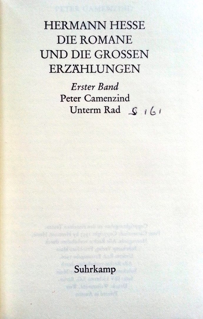 Hesse, Hermann - Peter Camenzind - Unterm Rad (DUITSTALIG)