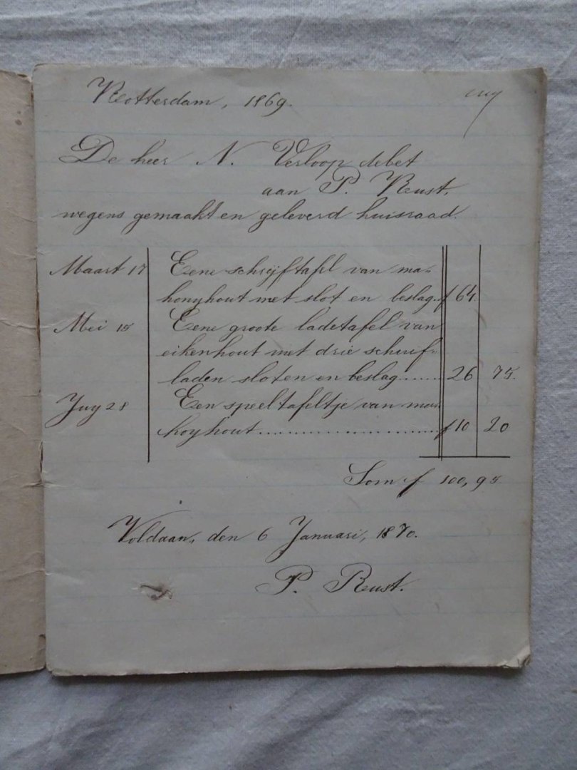 N.n.. - Schriftje met handgeschreven schrijfoefeningen, d.d. 1870.