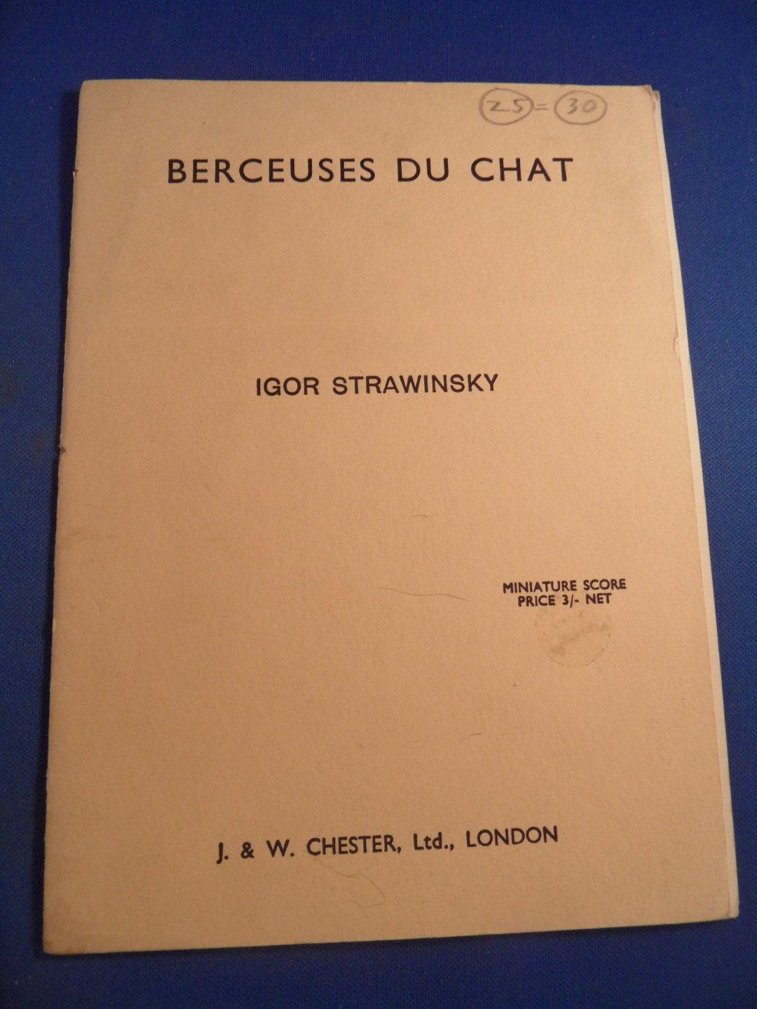 Strawinsky, Igor - Berceuses du chat, miniature score