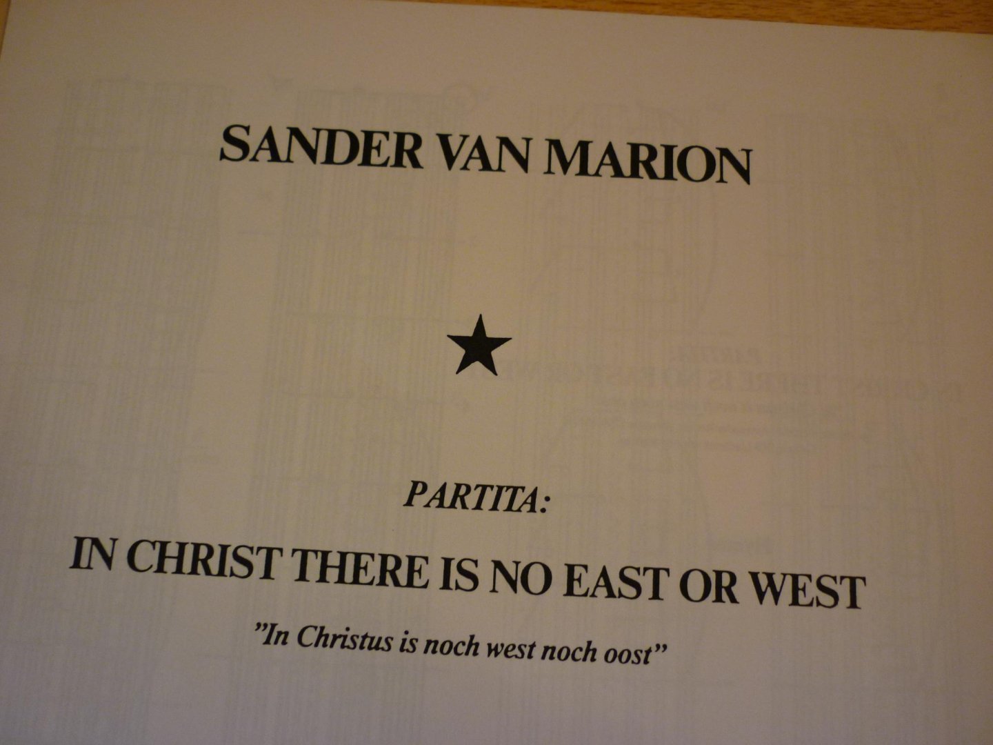 Marion; Sander van - Partita In Christ there is no east or west - In Christus is nog west nog oost - Klavarskribo