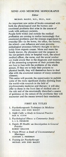 Balint, Michael & Enid - Psychotherapeutic Techniques in Medicine.