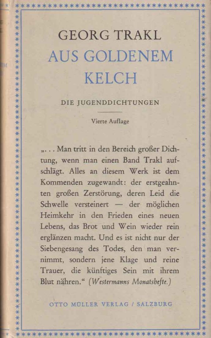 Trakl, Georg - Aus goldenem Kelch. Die Jugenddichtungen