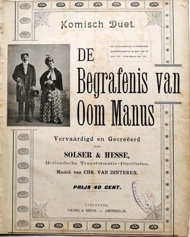 Solser & Hesse: - Komisch duet. De begrafenis van oom Manus. Muziek van Chr. van Dinteren