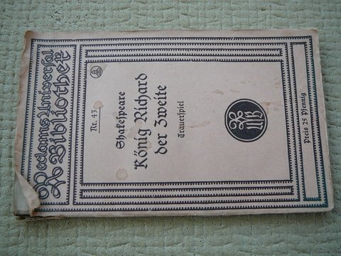 Shakespeare - Konig Richard der Zweite.Trauerspiel.Geschichtliches trauerspiel von William Shakespeare ubersetzt von Wilhelm von Schlegel.