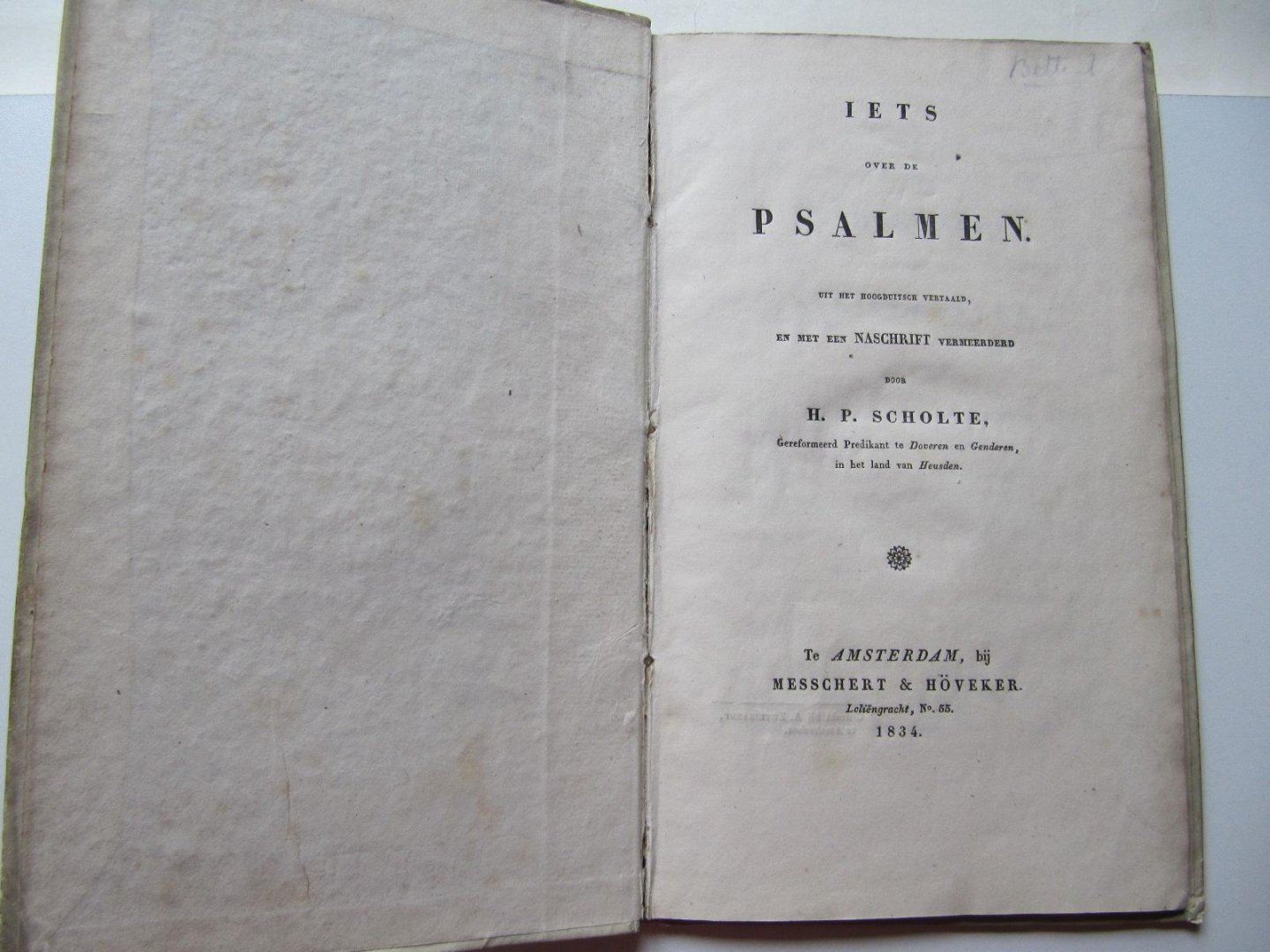 H.P. Scholte - Iets over de Psalmen