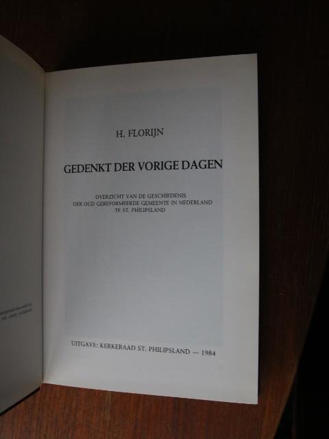 Florijn, H. - Gedenkt der vorige dagen