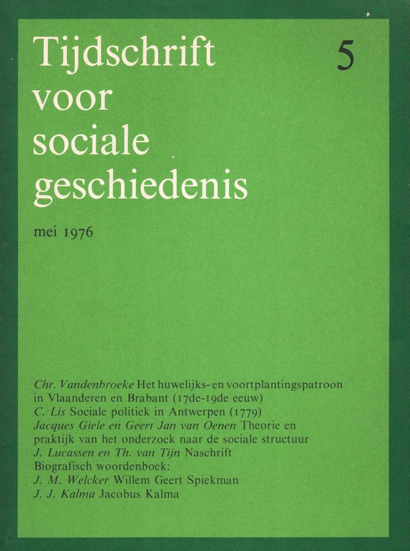 Auteurs, Diverse - Tijdschrift voor Sociale Geschiedenis 5 (1976). Inhoud: