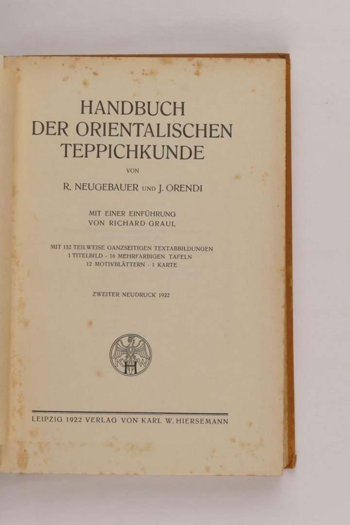 Neugebauer, Rudolf und Orendi, Julius - Handbuch Der Orientalischen Teppichkunde (7 foto's)
