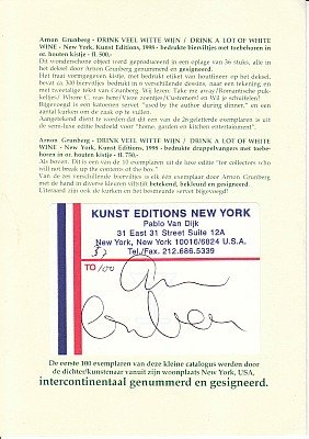 GRUNBERG, Arnon - Kleine expositie van fraai gedrukt werk van Arnon Grunberg. (Genummerd en gesigneerd).