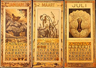 HOYTEMA, Theo van - Drie bladen van de kalenders 1905 en 1911.