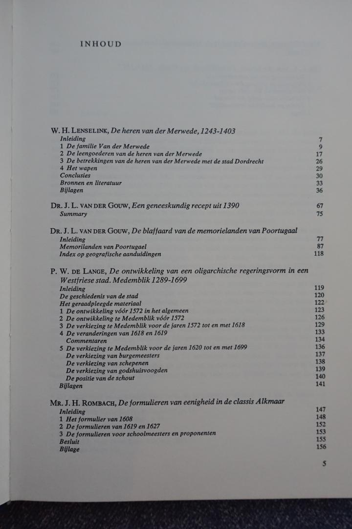 Belonje, J. & J.L. van der Gouw, L.C. van der Knoop, P.W. de Lange, W.H. Lenselink, J.H. Rombach - Hollands studiën 3