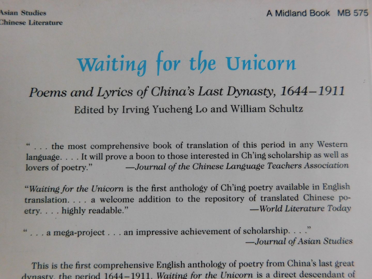 Irving Yucheng Lo William Schultz - Waiting for the Unicorn, English Edition