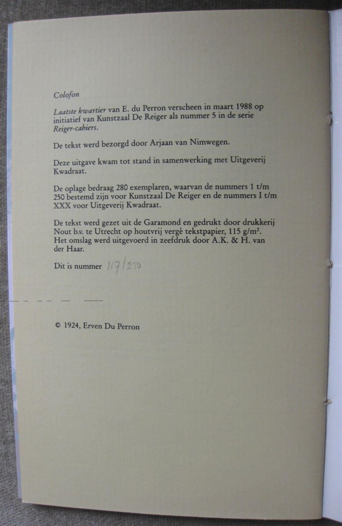 Perron, E. du - Laatste kwartier  -  reigercahier nr. 5