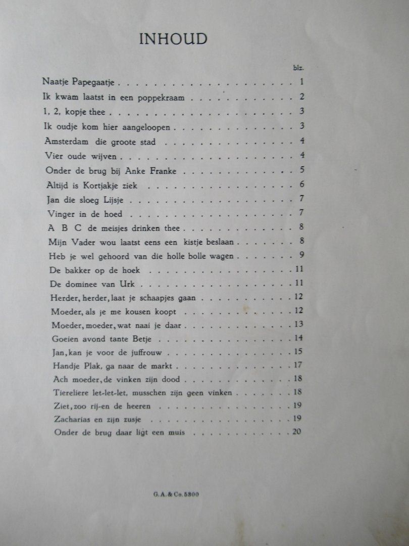 Putten, Melchior F. van - Naatje papegaatje. Liedjes op oude kinderrijmpjes met silhouetten van Nelly Bodenheim