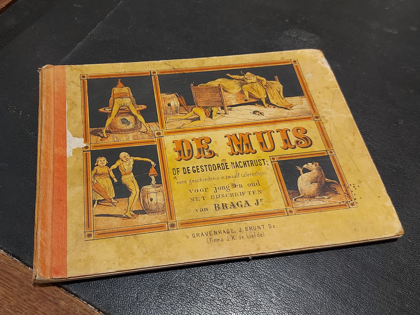 De Muis of De gestoorde nachtrust. Eene berijmde geschiedenis in twaalf tafereeltjes voor jong en oud. Met bijschriften van Braga Jr. Tweede druk