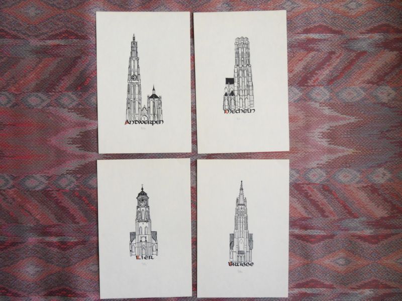 Premstaller, O. [ GESIGNEERD door de kunstenaar]. - Torens in Vlaanderen. [Genummerd ex. 100 / 100 ].